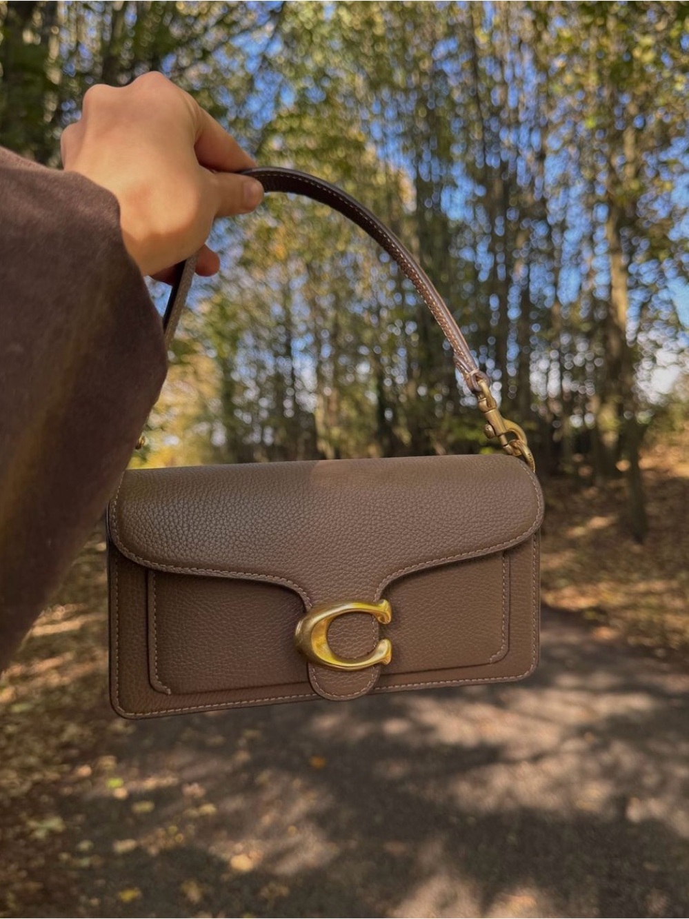 Coach Tabby Brown Shoulder Bag with Gold Hardware